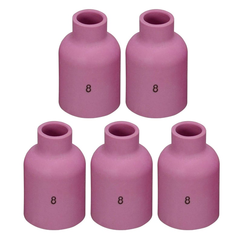 RIVERWELD TIG Gas Lens Alumina Nozzle Ceramic Cups Jumbo Large Diameter 57N74 8# 1/2" 12.5mm Orifice for PTA DB SR WP 9 17 18 20 25 26 TIG Welding Torch Pack of 5 - Image 1